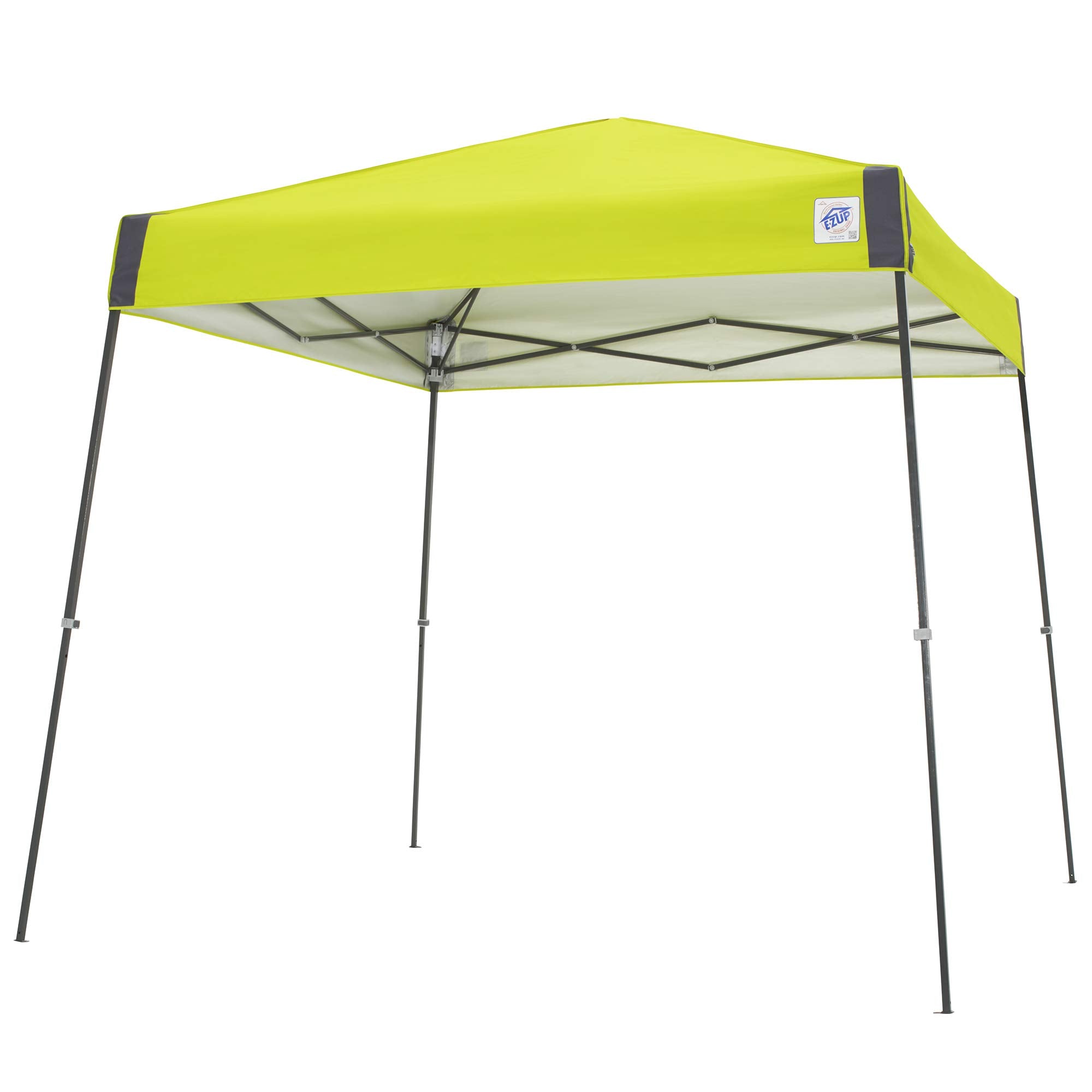E-Z UP Instant Shelter Vista Canopy, 10' x 10', White Powder-Coated Steel Frame with Wide-Trax Roller Bag & 4 Piece Spike Set, Punch
