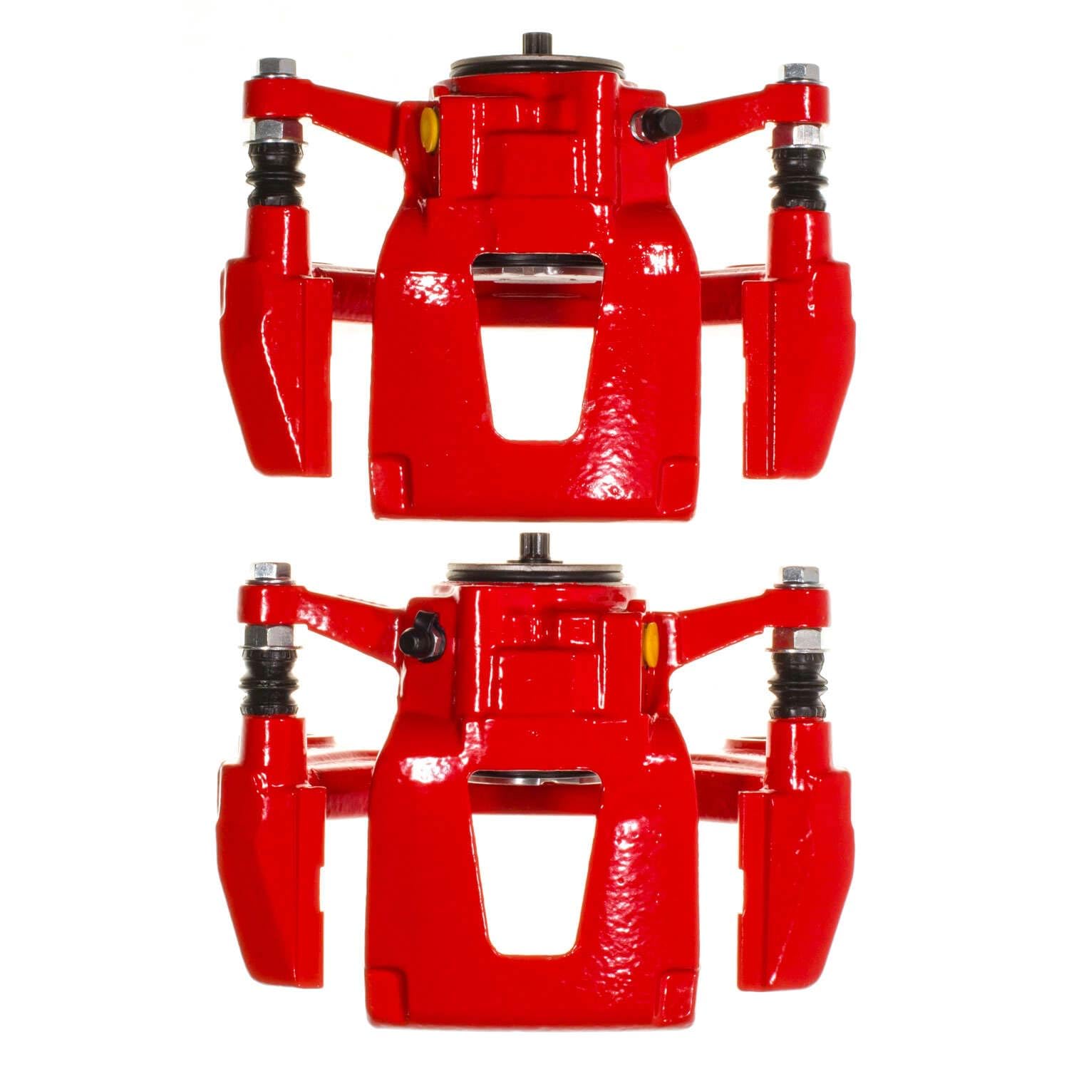 Rear Power Stop S15018 Pair of High-Temp Red Powder Coated Calipers
