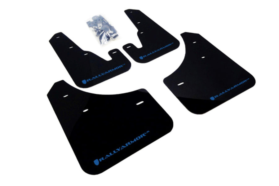 Rally Armor Black, Blue MF9-UR-BLK/BL Mud Flap with Logo (2004-2009 Mazda3/Speed 3 UR), 1 Pack