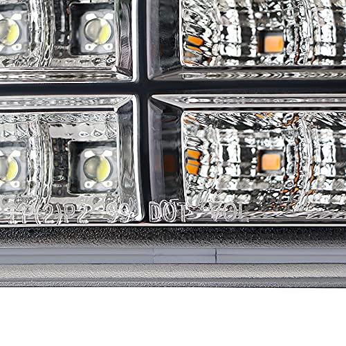 Chrome Sequential LED DRL Signal Bumper Lights SPEC-D TUNING Compatible with 1999-2006 GMC Sierra 1500/2500/3500 Yukon XL L+R Pair Assembly