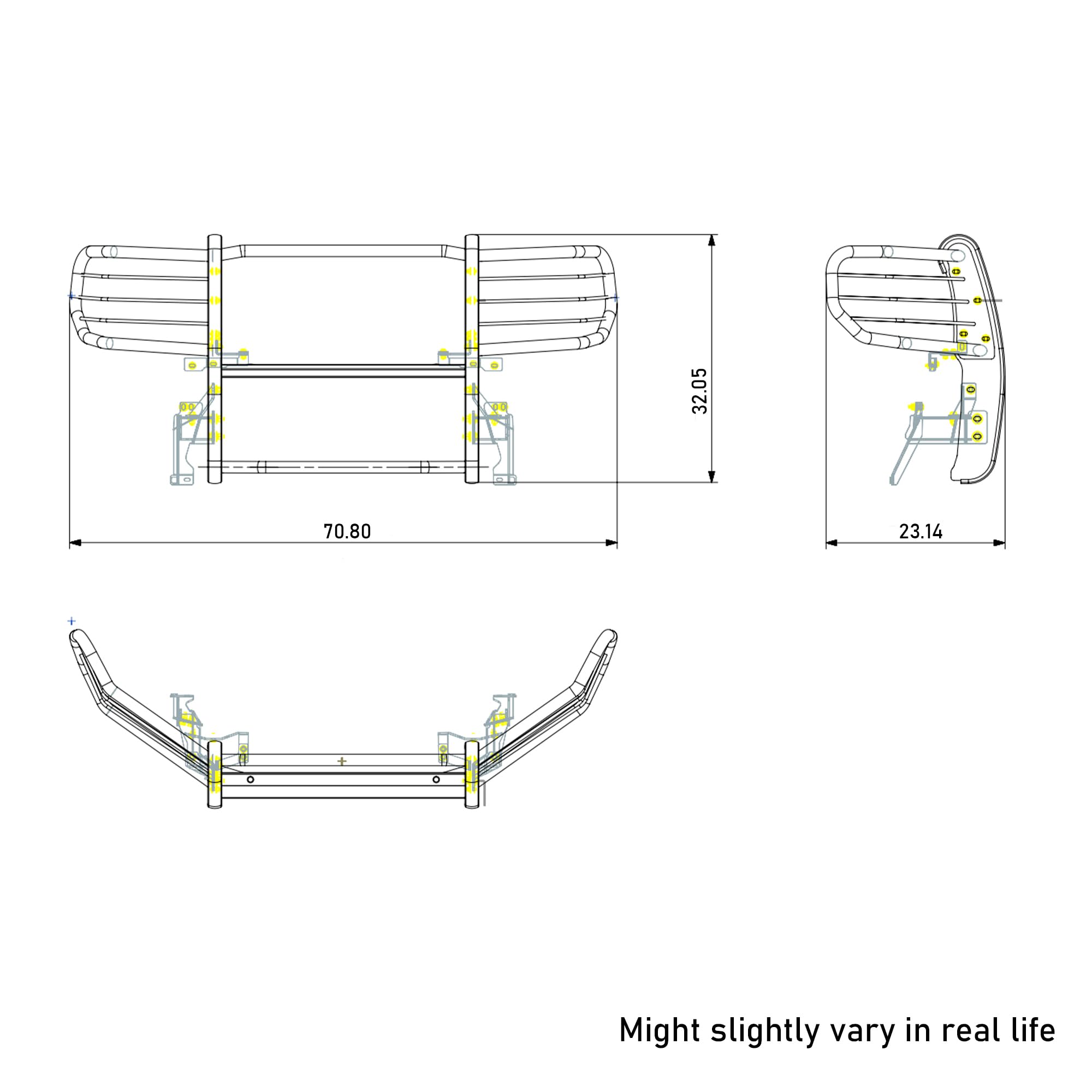Bumper Guard Modular Black Black Horse Grille Compatible With 2022-2024 Ford Maverick-17FM22MA