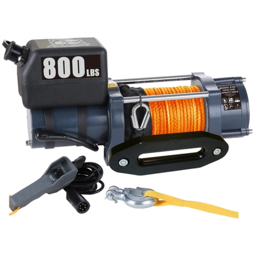 800 LB Bulldog Winch 12004- Hoist 12vDC Synthetic Rope