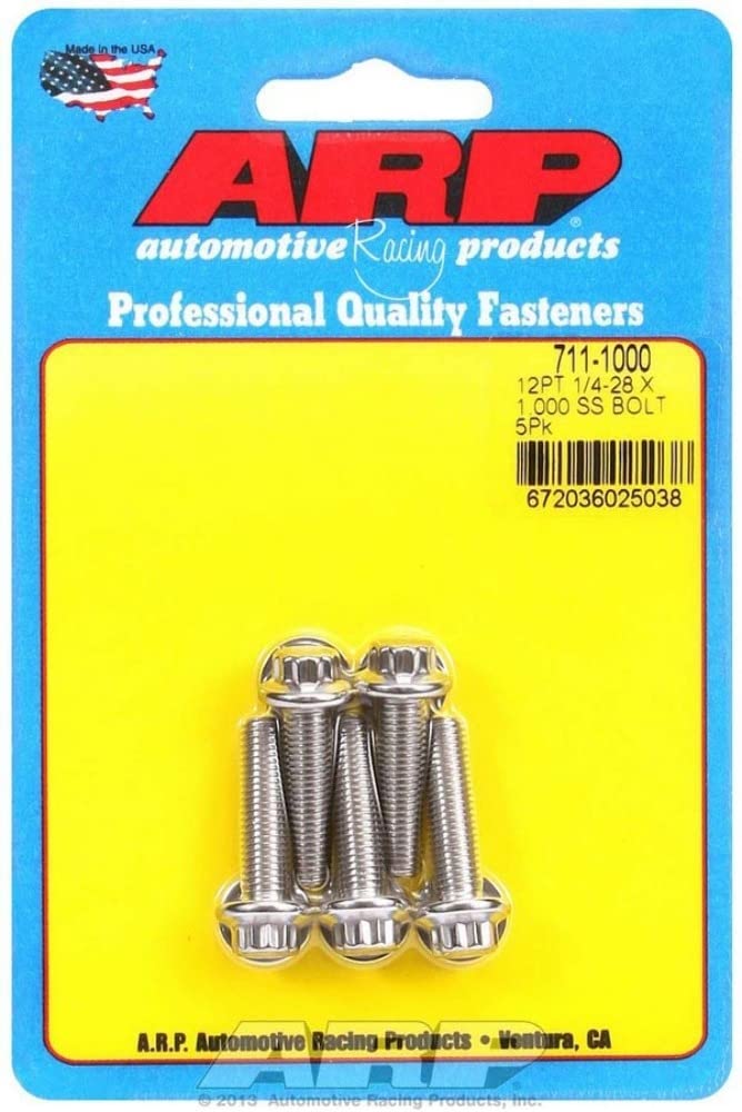 1/4in-28 ARP x 1.000 12pt SS Bolts (5/pkg)