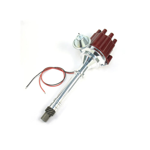 Pertronix D107701 Flame-Thrower Vacuum Advance Plug and Play Red Cap Billet Electronic Distributor with Ignitor II Technology for GM 90 Degree V6