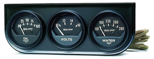 AUTO METER Autogage 2348 Black Console Oil/Volt/Water Gauge, 2.3125 in.