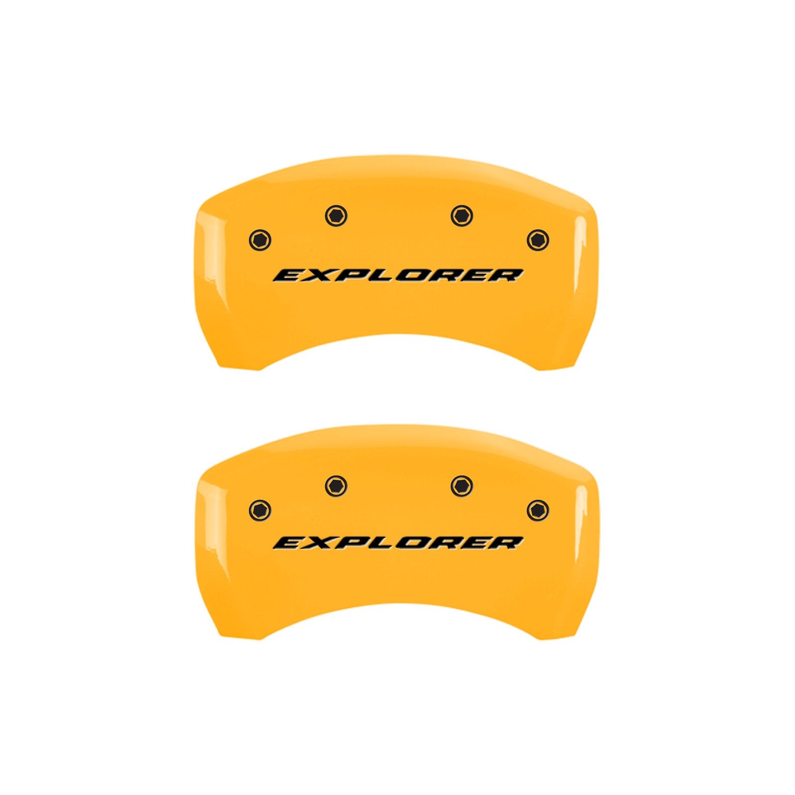 Caliper Covers MGP 10229SXPLYL Yellow (Set of 4, Engraved Front and Rear: Explorer, Yellow powder coat finish, black characters)