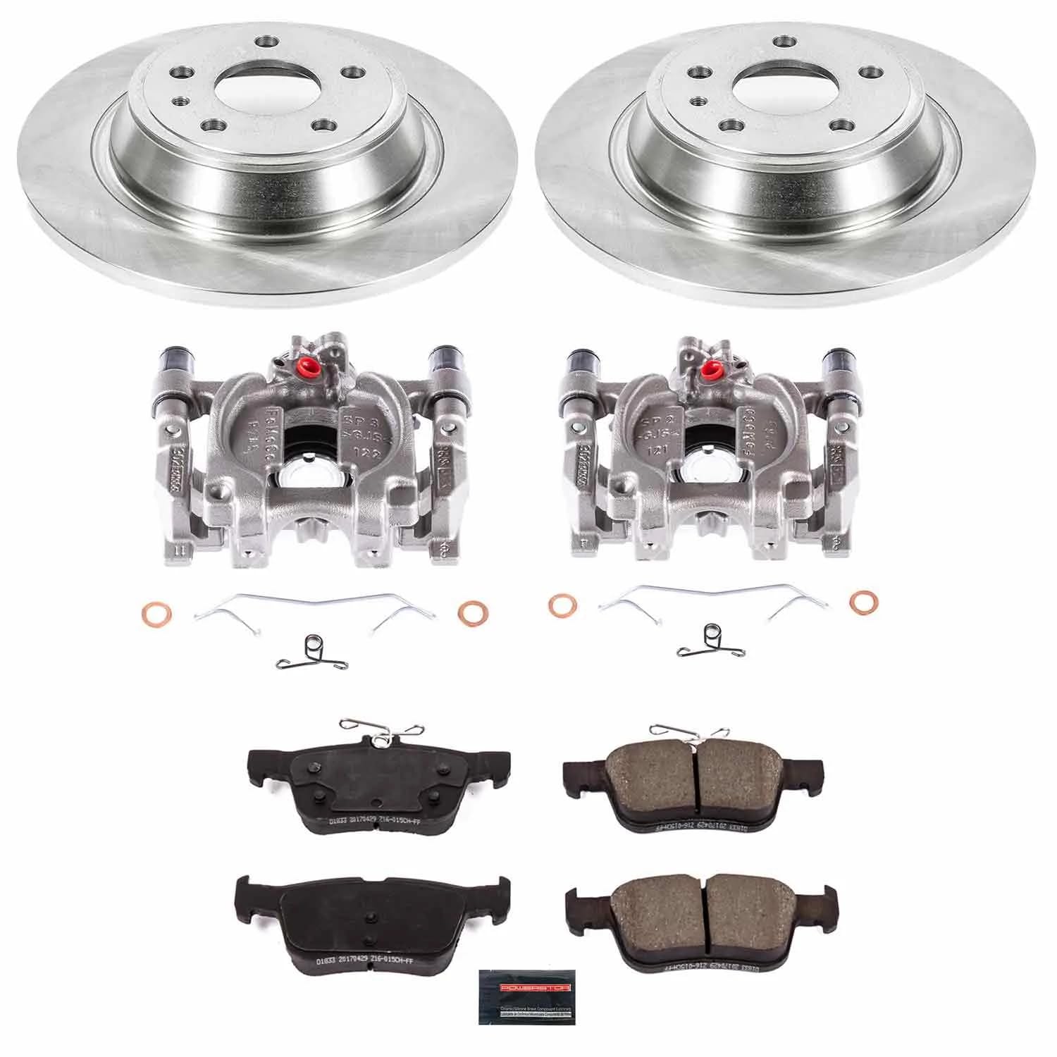 Power Stop KCOE8533 Rear Brake Caliper Kit- Brake Pads, Brake Rotors & Calipers For Ford Fusion 2017-2020 [Model Specific]