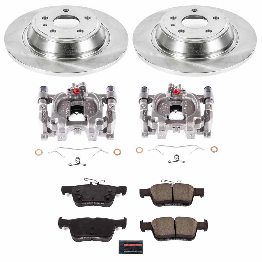Power Stop KCOE8533 Rear Brake Caliper Kit- Brake Pads, Brake Rotors & Calipers For Ford Fusion 2017-2020 [Model Specific]