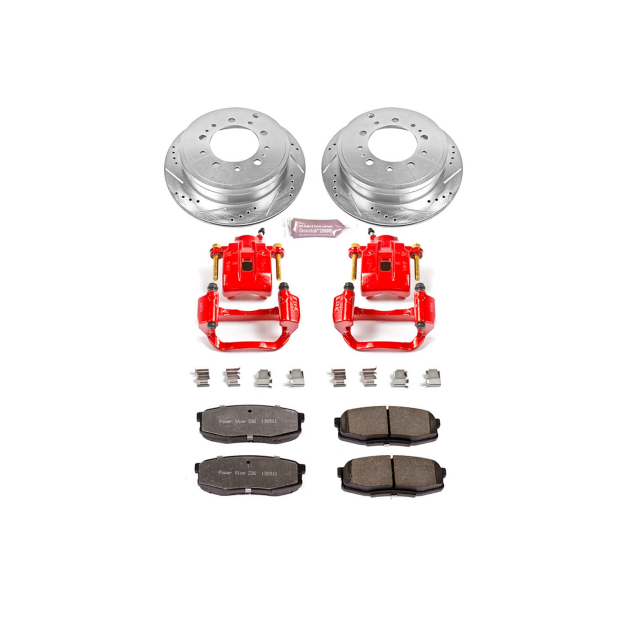 Power Stop Rear KC3073-36 Z36 Truck and Tow Brake Kit with Brake Rotors and Brake Pads with Calipers For 2008 2009 2010 2011 2012 2013 2014 2015 Toyota Tundra Sequoia [MFG. up to 8/2015]