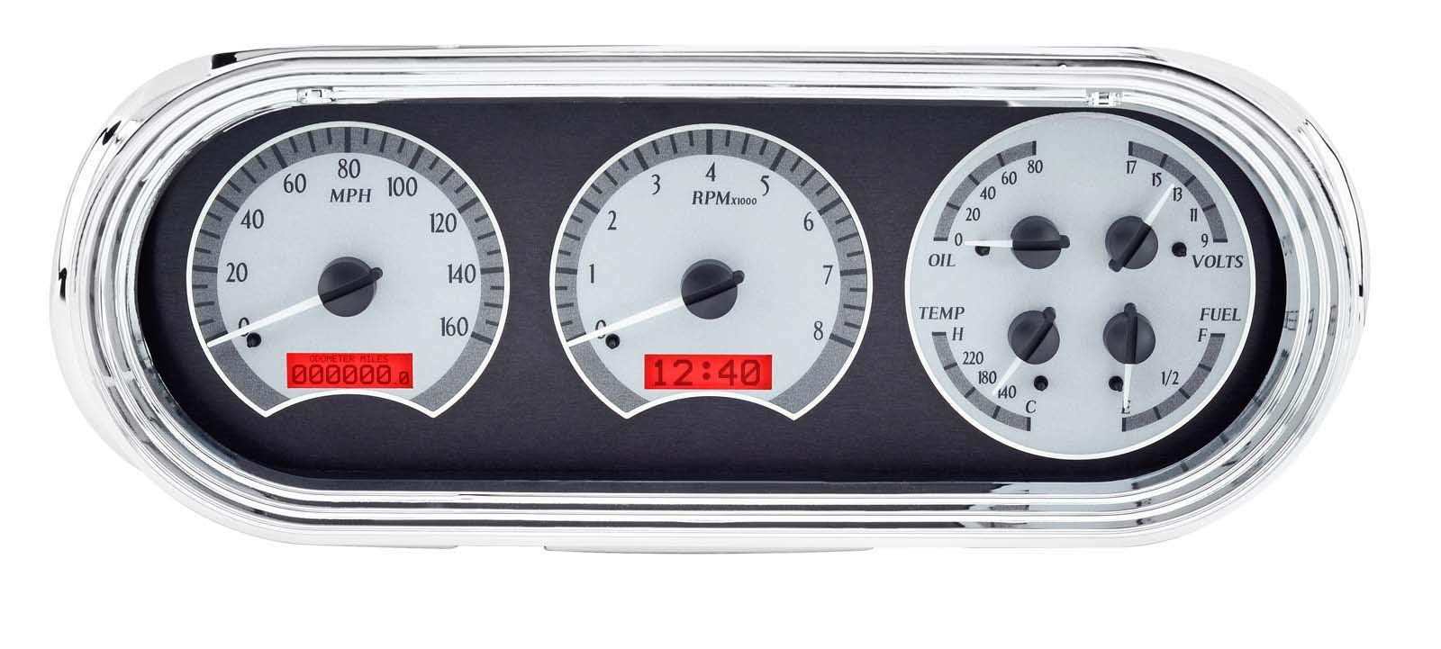 Chevy Nova VHX System, Silver Face - Red Display 1963-65