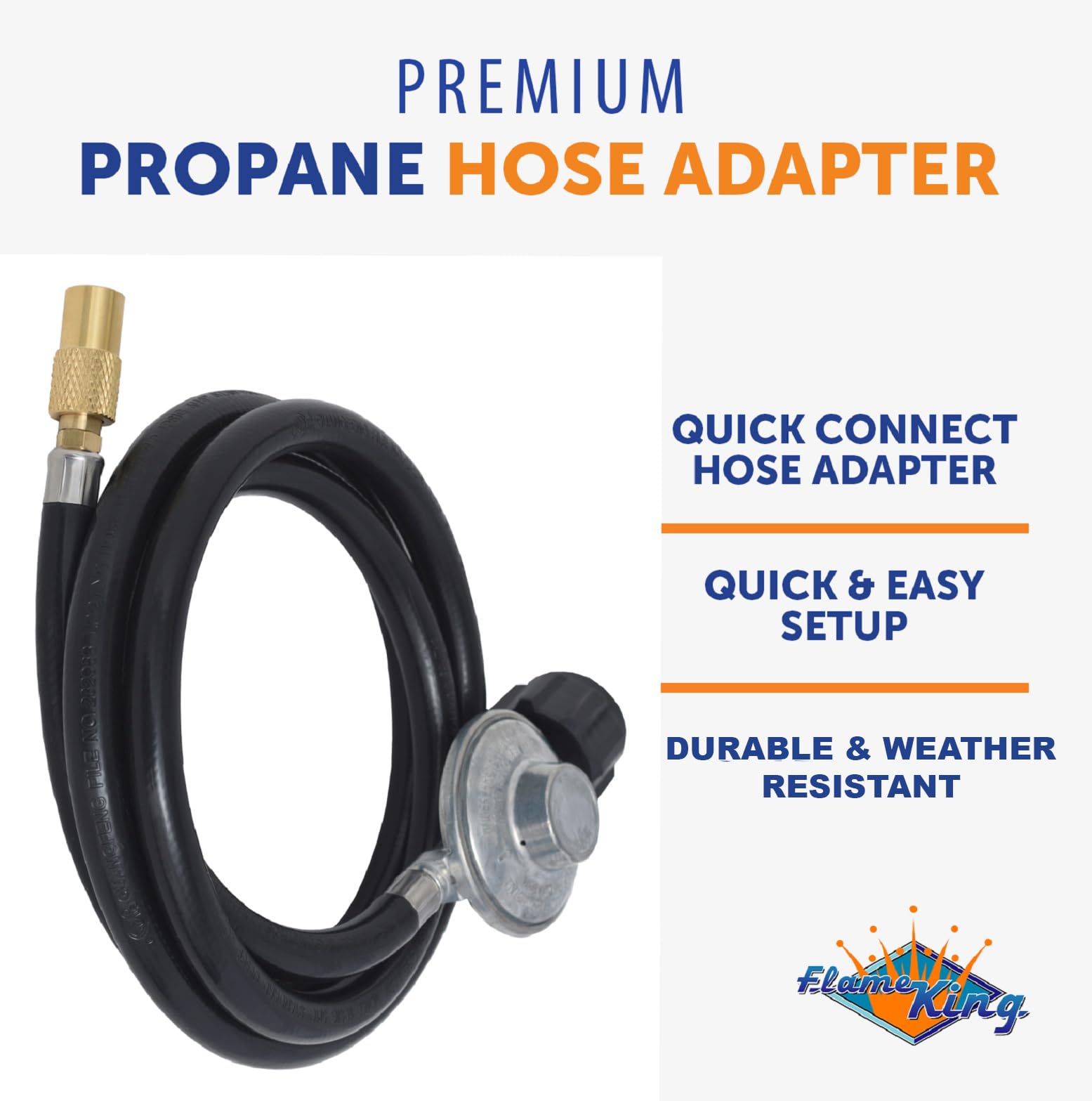 6-FT Flame King Propane Adapter Hose & Regulator for 20LB Tank for 17"/22" Blackstone Tabletop Grill Griddle, Weather Resistant & Corrosion Resistant