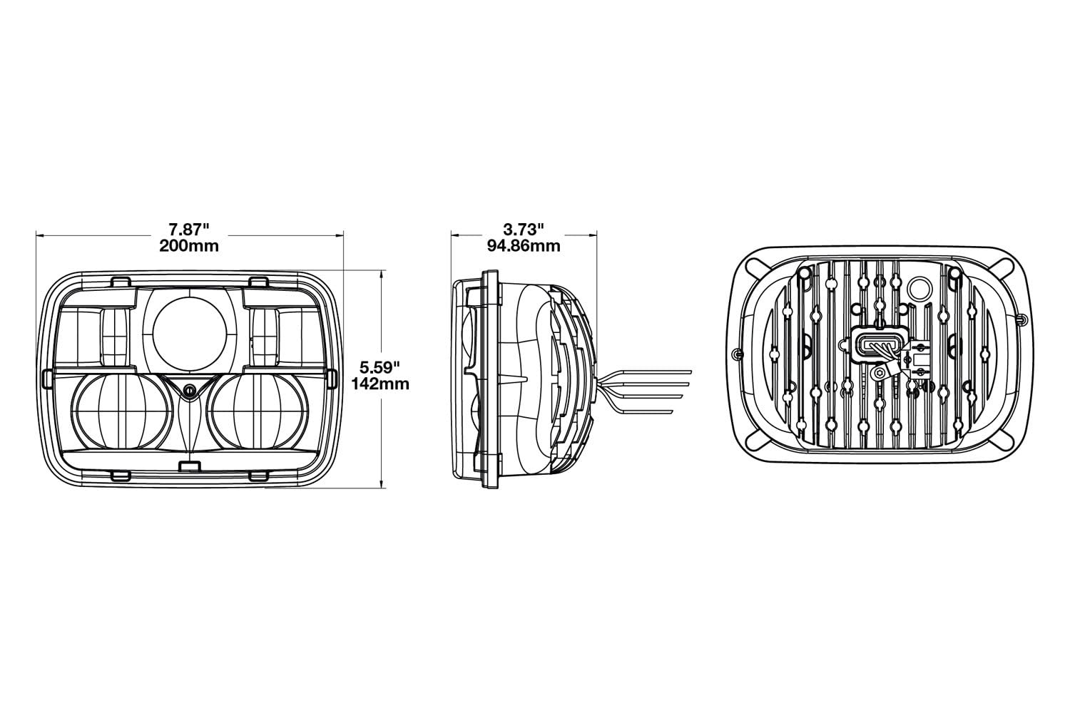 12-24V J.W. SPEAKER DOT/ECE LED RHT High & Low Beam Heated Headlight with Chrome Inner Bezel