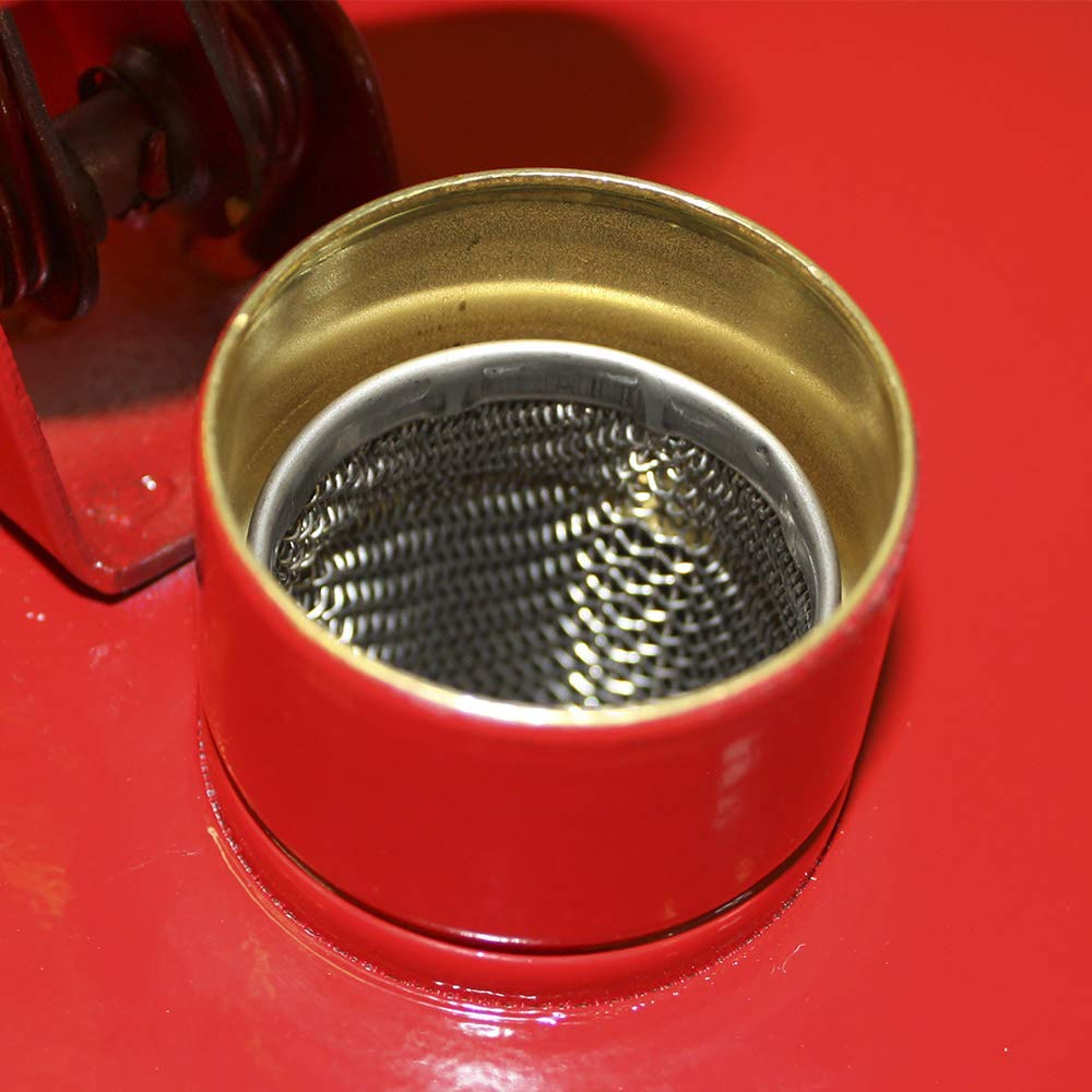 2 Gallon Eagle Type I Red Safety Gas Can for Gasoline with Flame Arrester, Self-Closing Lid, and F-15 Funnel, Made in the USA, Galvanized Steel Flammable Storage Can, UI20FS