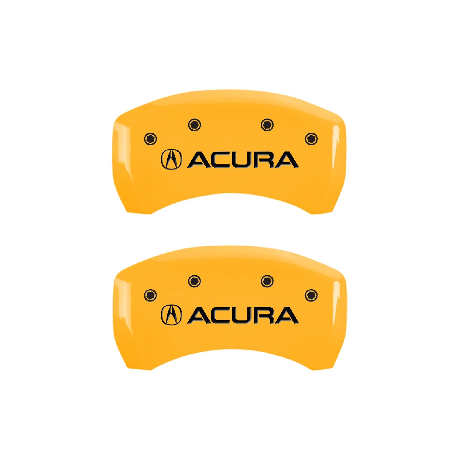 Caliper Covers MGP 39018SACUYL Yellow (Set of 4, Engraved Front and Rear: Acura, Yellow powder coat finish, black characters)