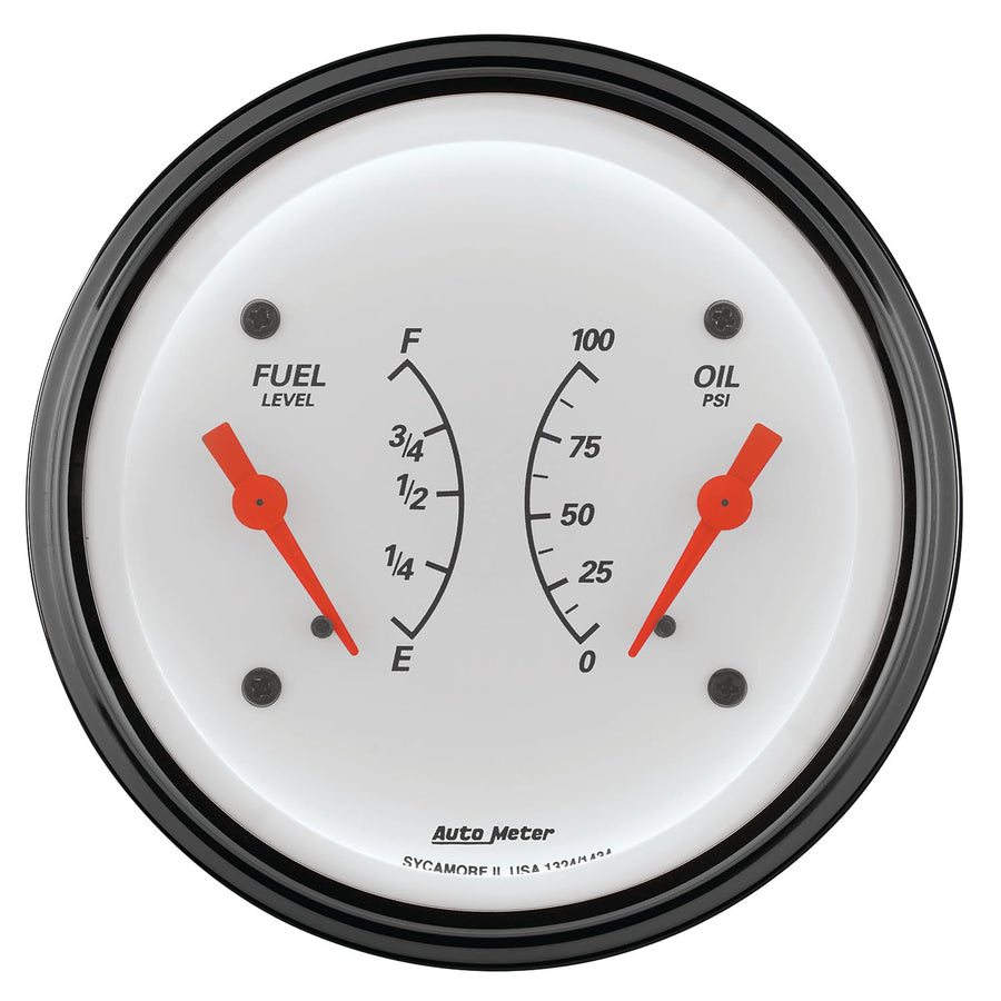 Auto Meter Arctic White Oil/Fuel Dual Gauge 1313
