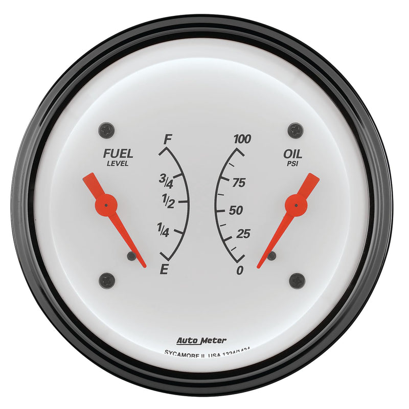 Auto Meter Arctic White Oil/Fuel Dual Gauge 1313