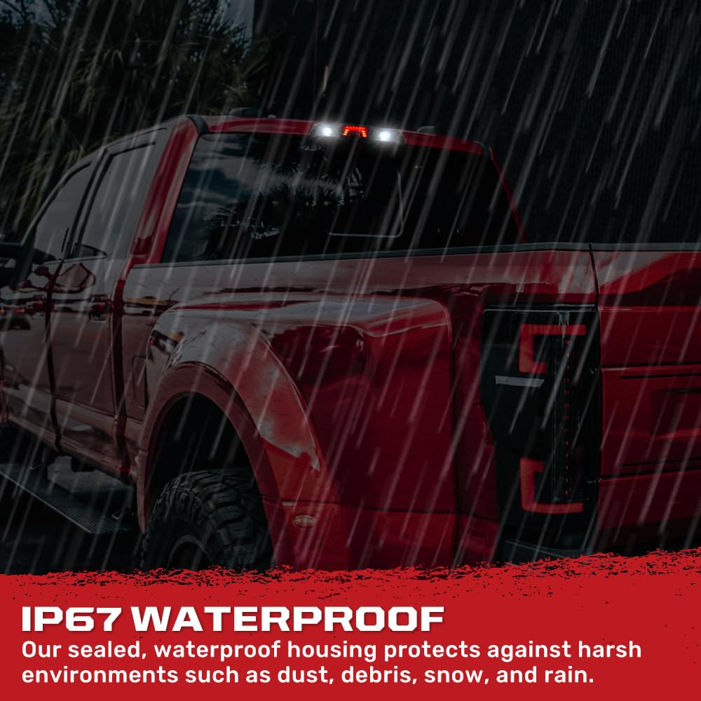Ultra Bright Premium RECON 3rd Brake Light Fits 17-23 Super Duty (F250, F350, F450, F550) 15-25 F150 & 19-25 Ranger - Fits Models with Cargo Bed Camera - CREE XML LEDs - Smoked Lens