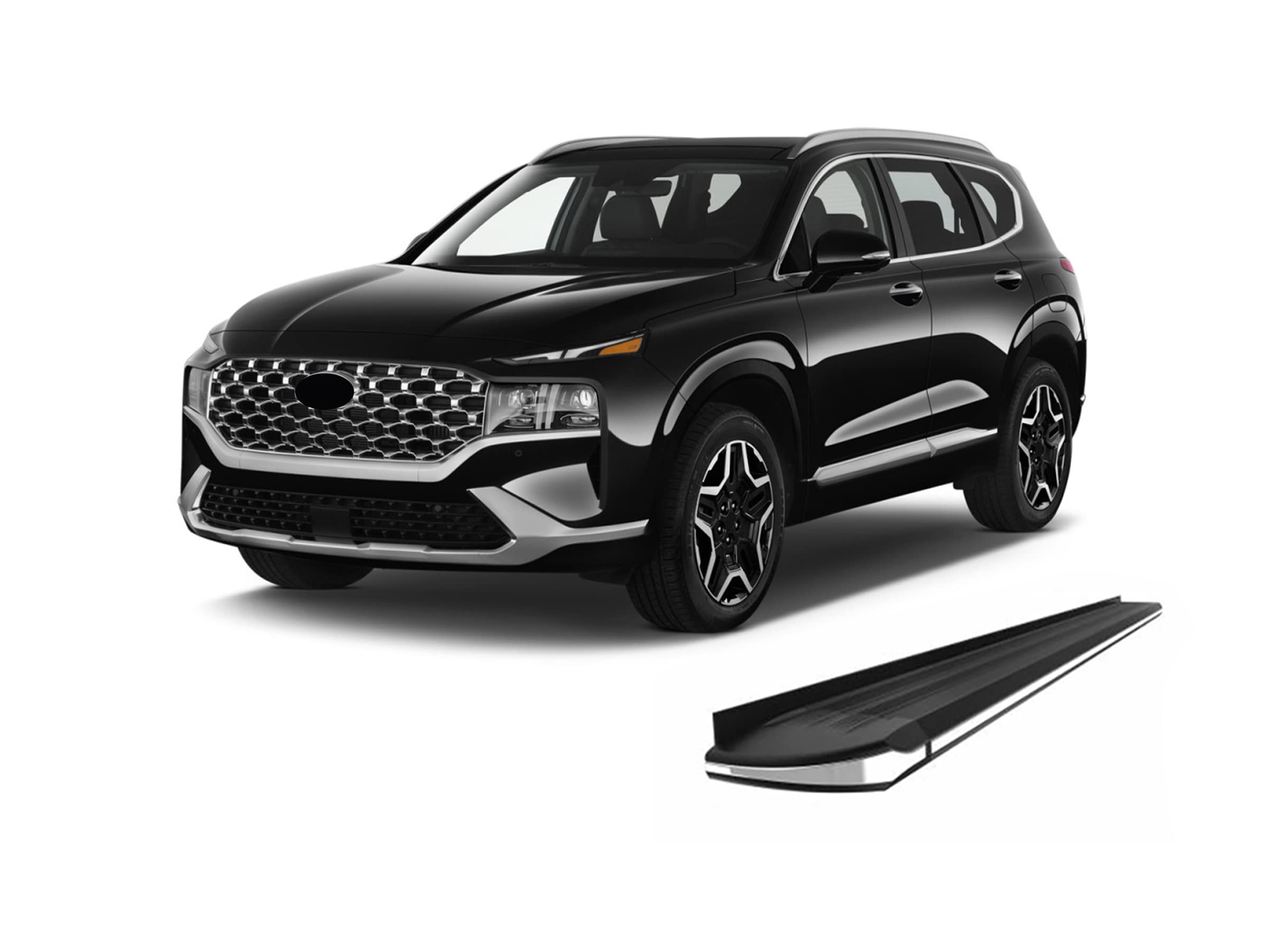 Black Horse Off Road Exceed Black Aluminum Running Boards Compatible with 2019-2021-Hyundai Santa Fe EX-HY269