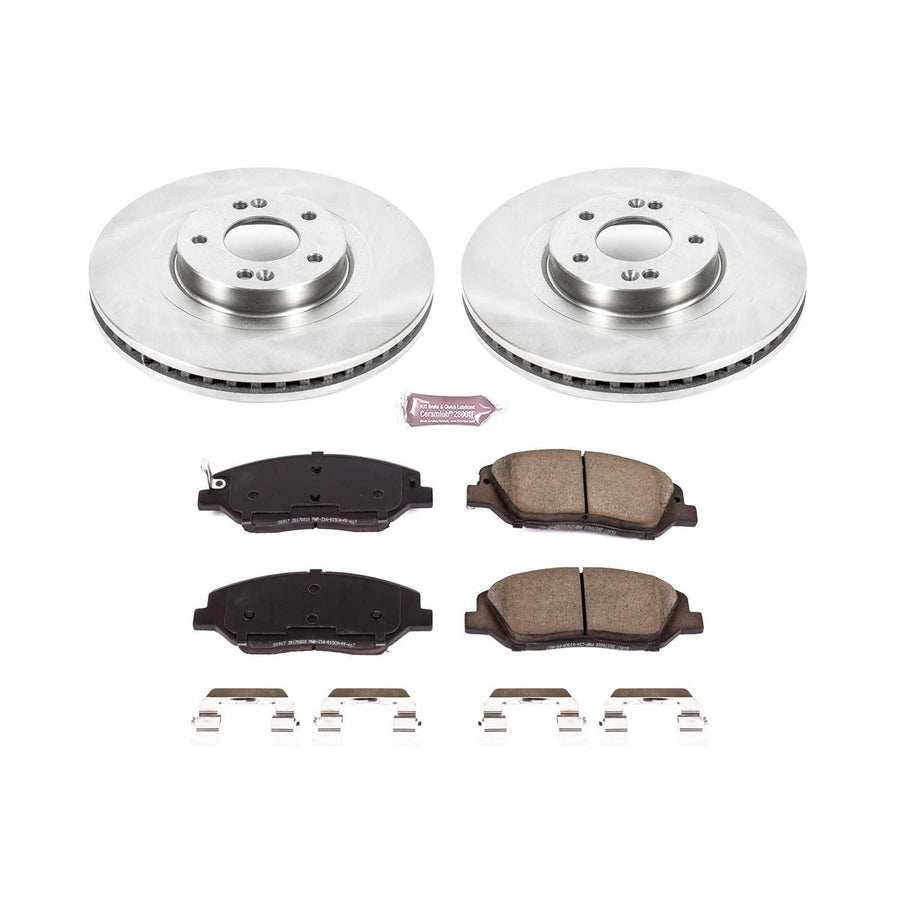 Power Stop KOE7513 Front Replacement Brake Kit-OE Brake Rotors & Ceramic Brake Pads For Hyundai Santa Fe 2017-2018, Hyundai Santa Fe XL 2019 [Model Specific]