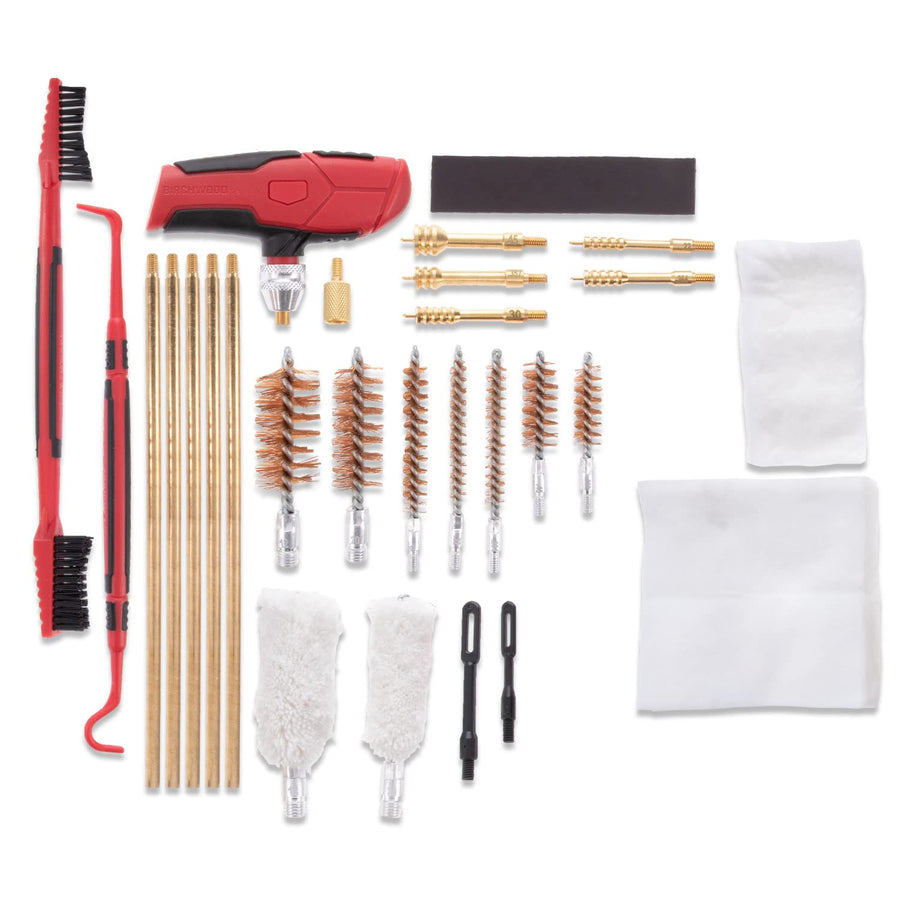 Birchwood Casey Gun Cleaning Kit Universal | Durable Versatile Gun Maintenance Cleaning Tools Set of 22 | Brushes, Mops, Jags, Patches, Rod, T-Handle, Magnetic Strip & Case Included
