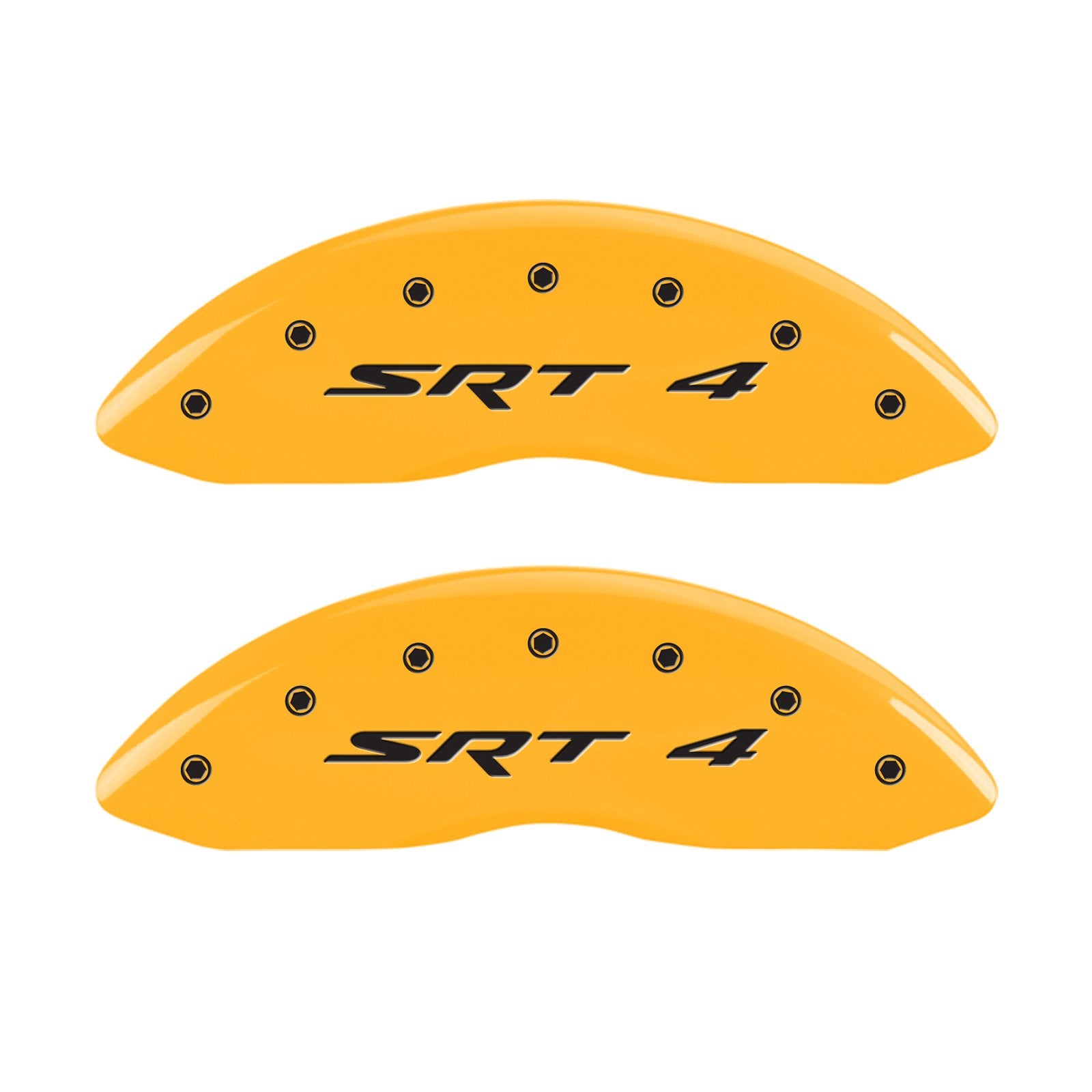 Caliper Covers MGP 12002FSR4YL Yellow (Front set 2, Engraved Front: SRT4, Yellow powder coat finish, black characters)