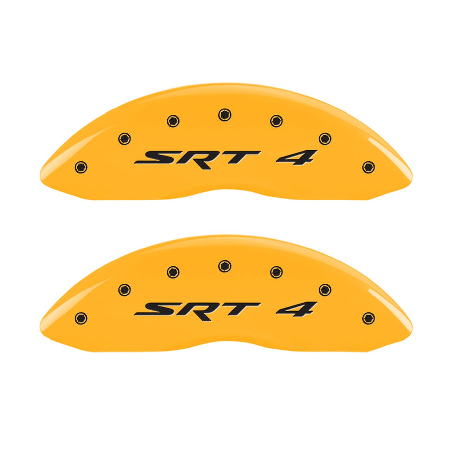 Caliper Covers MGP 12002FSR4YL Yellow (Front set 2, Engraved Front: SRT4, Yellow powder coat finish, black characters)