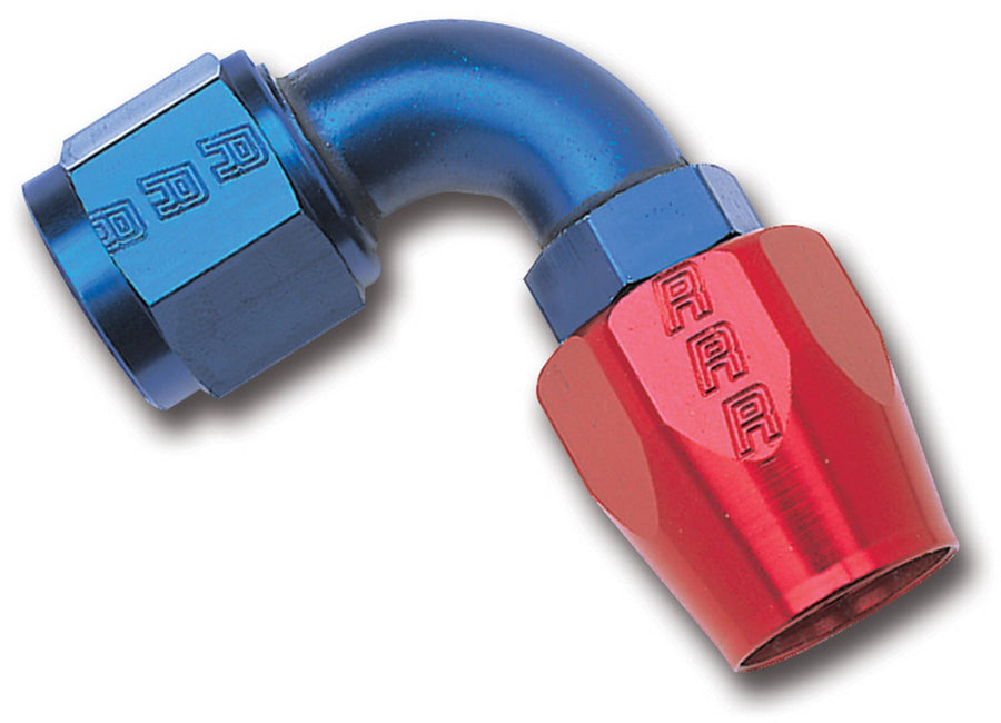 Red/Blue Anodized Aluminum Edelbrock -6AN 90-Degree Hose End 610160