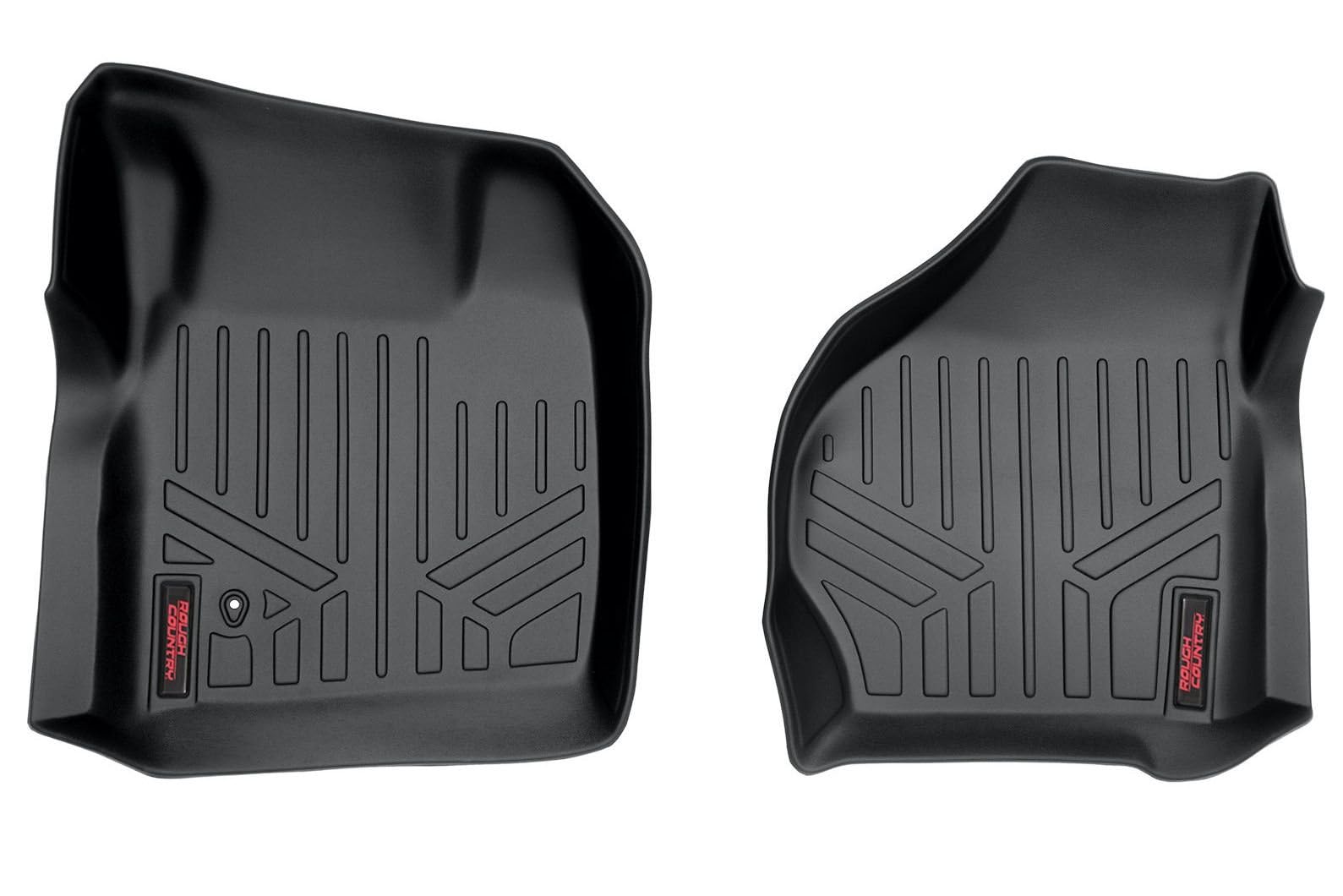 Rough Country Front Floor Mats All Weather for Ford F-250/F-350 Super Duty Crew Cab (1999-2007) - Non-Slip Waterproof Flexible Floor Armor