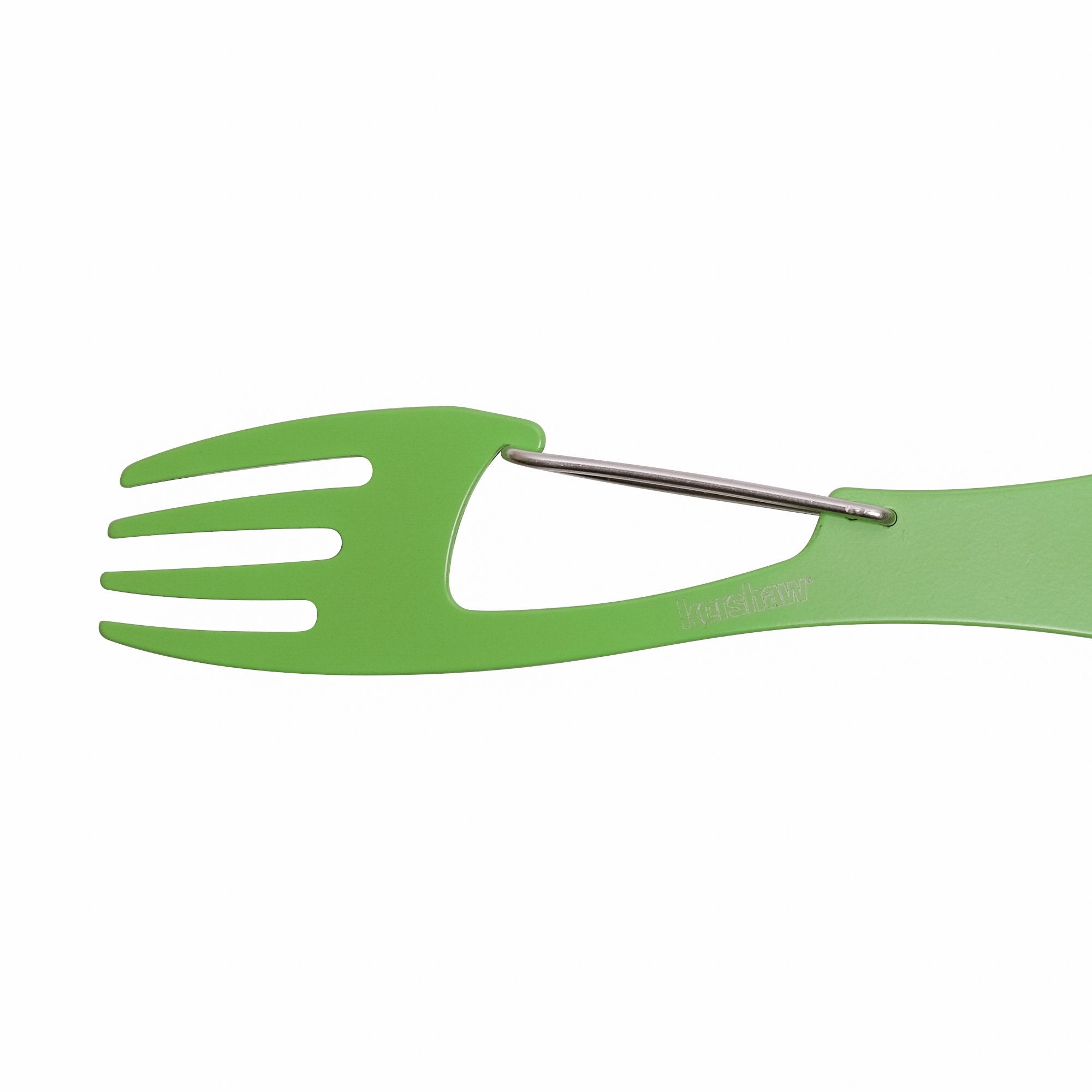 Kershaw XL Ration - Green (1145GRN); Large-Sized Eating Utensil; Fork, Spoon, Bottle Opener; Carabiner Gate for Secure Carry; 3CR13 Steel with Scratch-Resistant, Food-Safe Coating; 2.1 oz. 1145GRNX