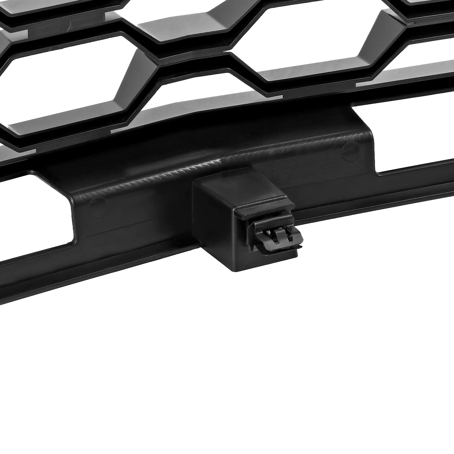 Honeycomb Glossy Black Spec-D Tuning Front Bumper Hood Grill Grille w/Black Trim Compatible with 2019-2022 Chevy Silverado 1500 WT