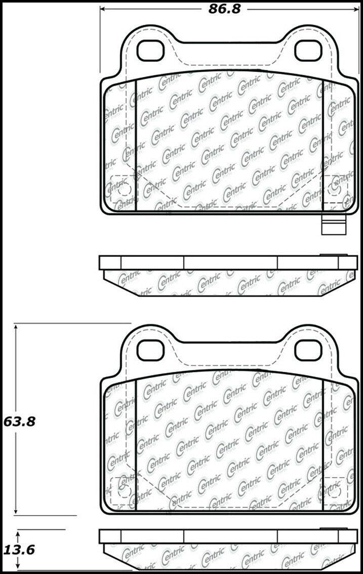 Brake Pad Centric Parts (300.13680) with Shoe, Semi-Metallic