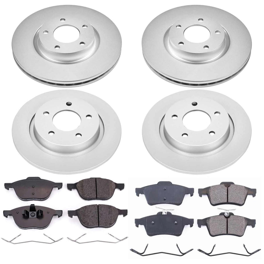 Power Stop CRK126 Brake Rotor & Coated Ceramic Brake Pads- front & rear For Mazda 3 2004-2013 [Model Specific]