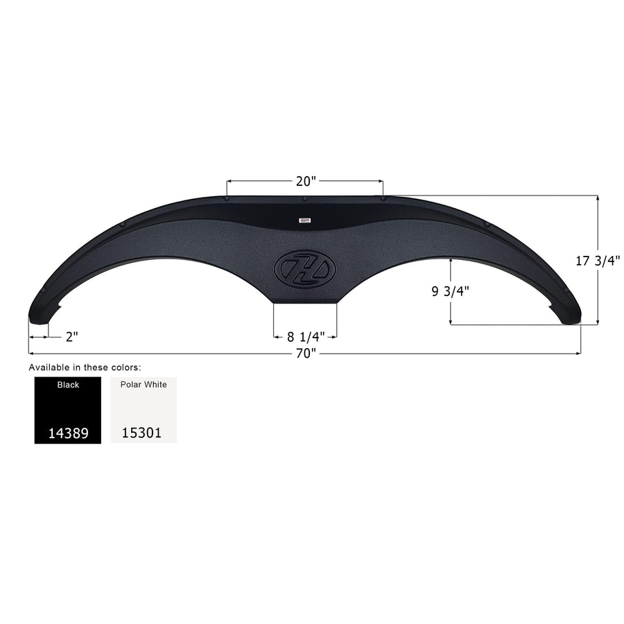 Tandem Axle Fender Skirt ICON 15301 FS4389 for Heartland - Polar White