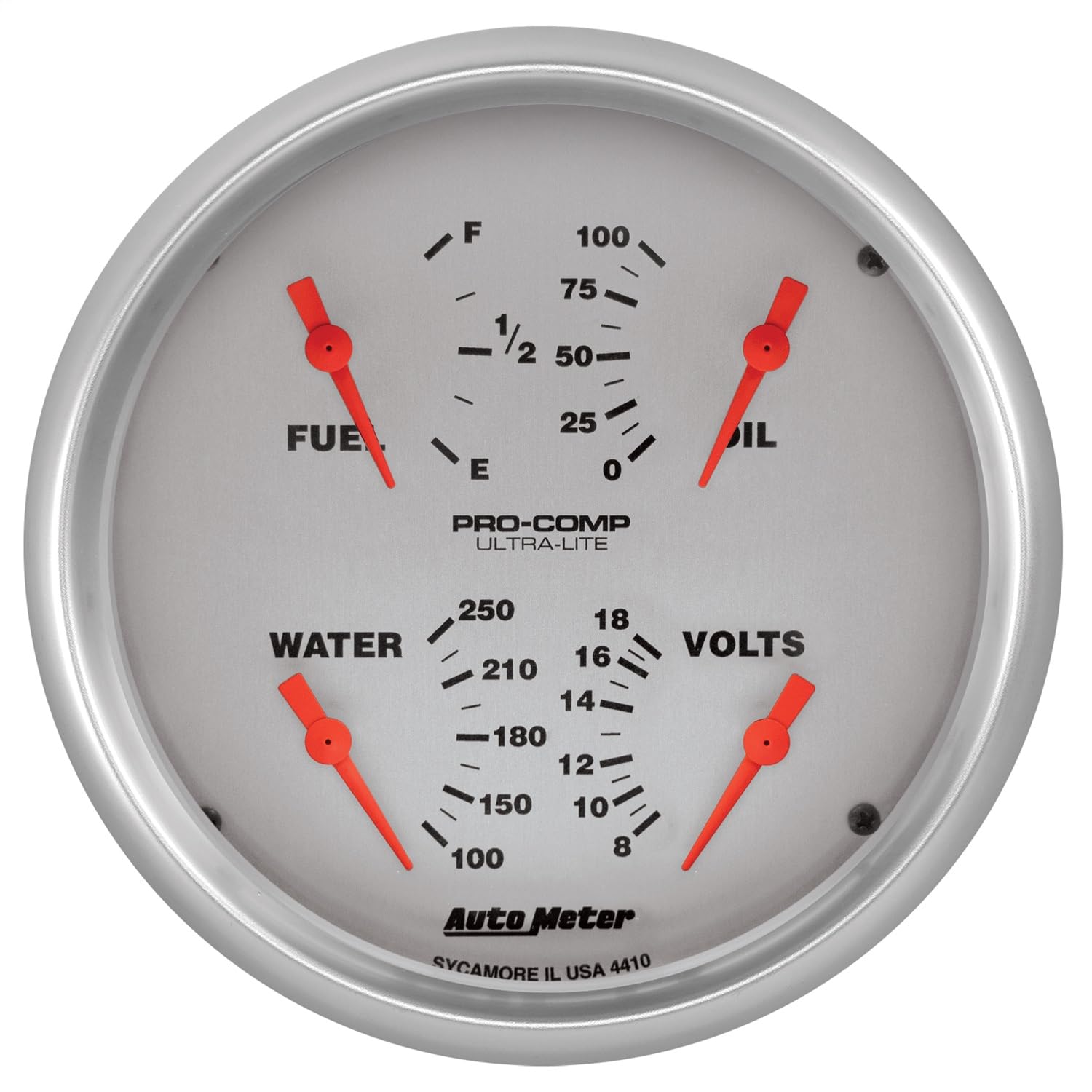 Auto Meter 4410 Quad Gauge, 5", 240Ωe-33Ωf, Elec, Ultra-Lite