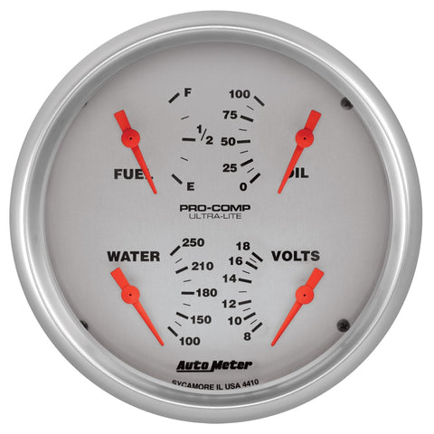 Auto Meter 4410 Quad Gauge, 5", 240Ωe-33Ωf, Elec, Ultra-Lite
