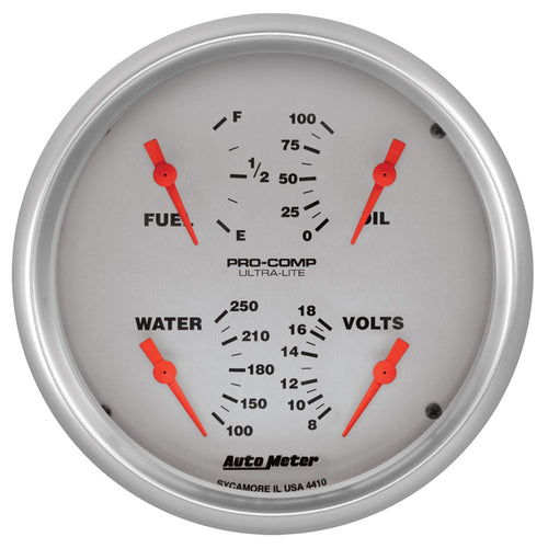 Auto Meter 4410 Quad Gauge, 5", 240Ωe-33Ωf, Elec, Ultra-Lite