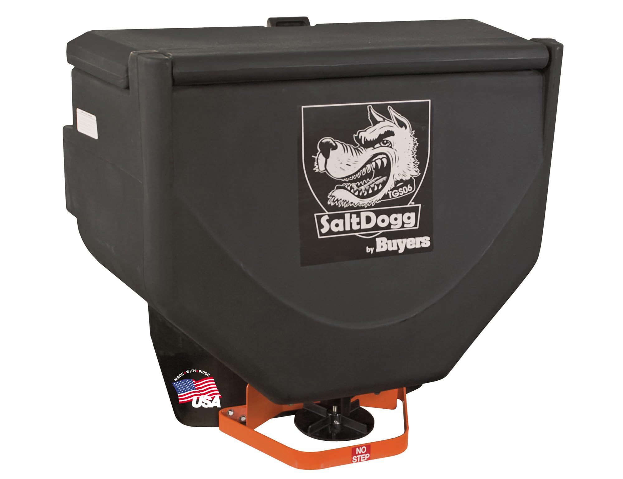 SaltDogg Buyers Products TGS06 Tailgate Salt Spreader, Made In The USA, 10 cu ft/750lb Capacity, Adjustable Flowgate Design W/Gravity Feed, Salt Spreader for Commercial Use