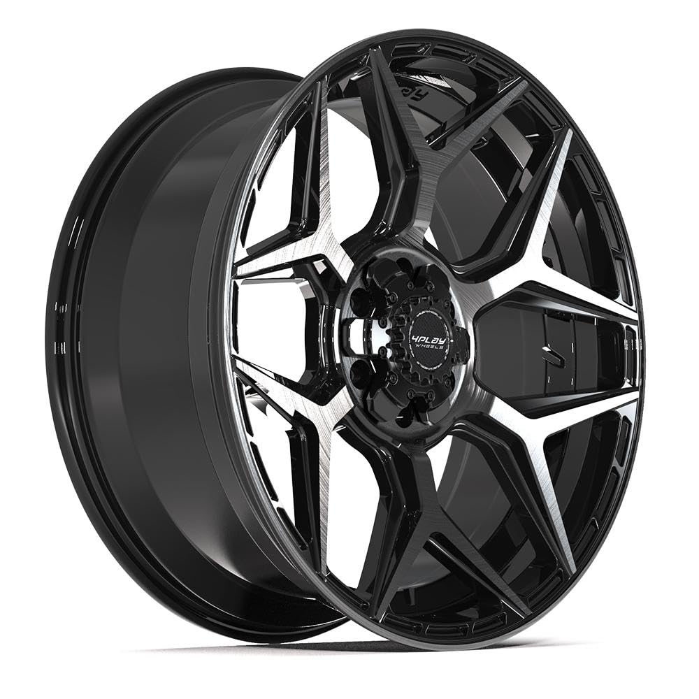 22 Inch 4PLAY Wheels Rim 4P06 Fits 6x135 & 6x139.7 22x9 Gloss Black Brushed with Tinted Clear (1)