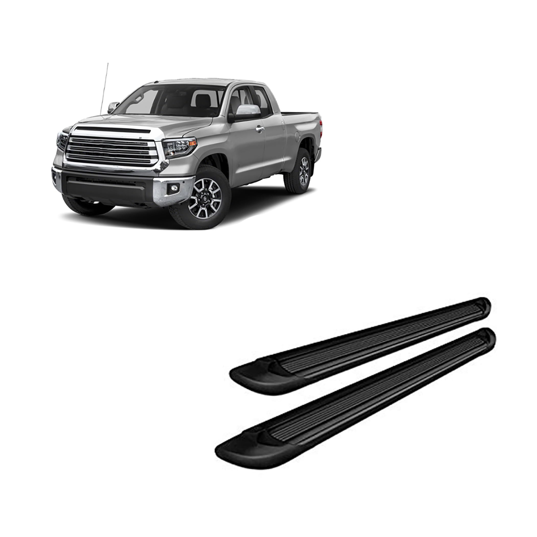Black Aluminum Black Horse Transporter Running Boards Compatible with 2007-2021 Toyota Tundra