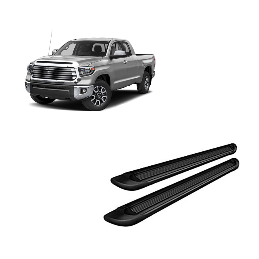 Black Aluminum Black Horse Transporter Running Boards Compatible with 2007-2021 Toyota Tundra