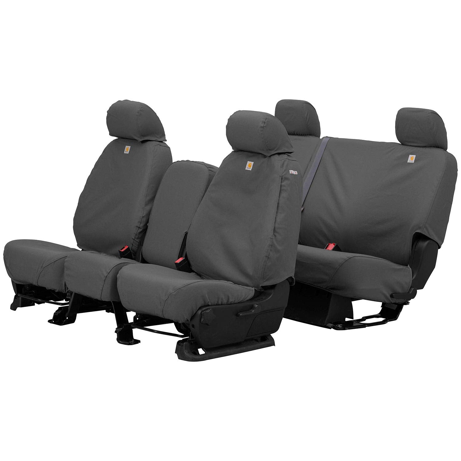 Covercraft Custom Carhartt SeatSaver Seat Covers | Fits 1996-1999 Chevrolet/GMC C/K Pickup & 1999-2007 Silverado/Sierra Extended Cab | 2nd Row Solid Bench Seat, Duck Weave Gravel