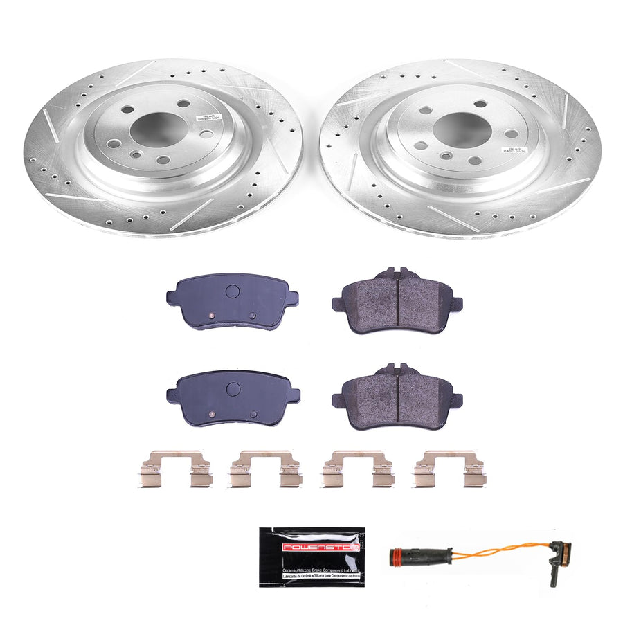 Power Stop K6884 Brake Pads Rear Z23 Carbon Fiber with Drilled & Slotted Brake Rotors Kit
