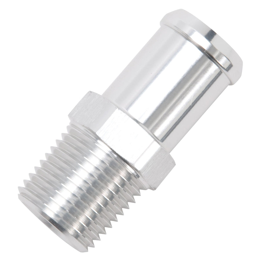 Edelbrock Heater Hose Fitting 8184 Straight 1/2 in. NPT And 3/4 in. Barb Clear Anodized