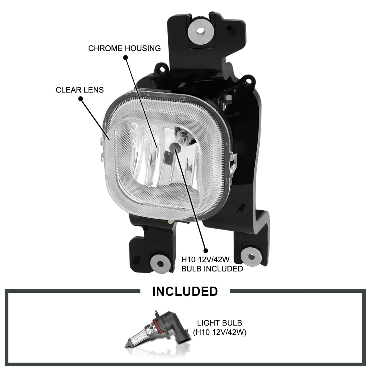 Fog Lights Spec-D Tuning Driving Lamps+Switch Compatible with Ford F250 F350 F450 Super Duty 2008-2010 L+R Pair Assembly