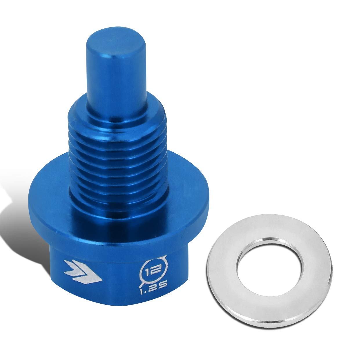 NRG Innovations Magnetic Oil Drain Plug, Engine Oil Drain Nut M14 X 1.5 Thread Size w/ Washer, Blue, T-6061 Aluminum w/ Stainless Steel Internal Magnet, NRG-NOP-200BL