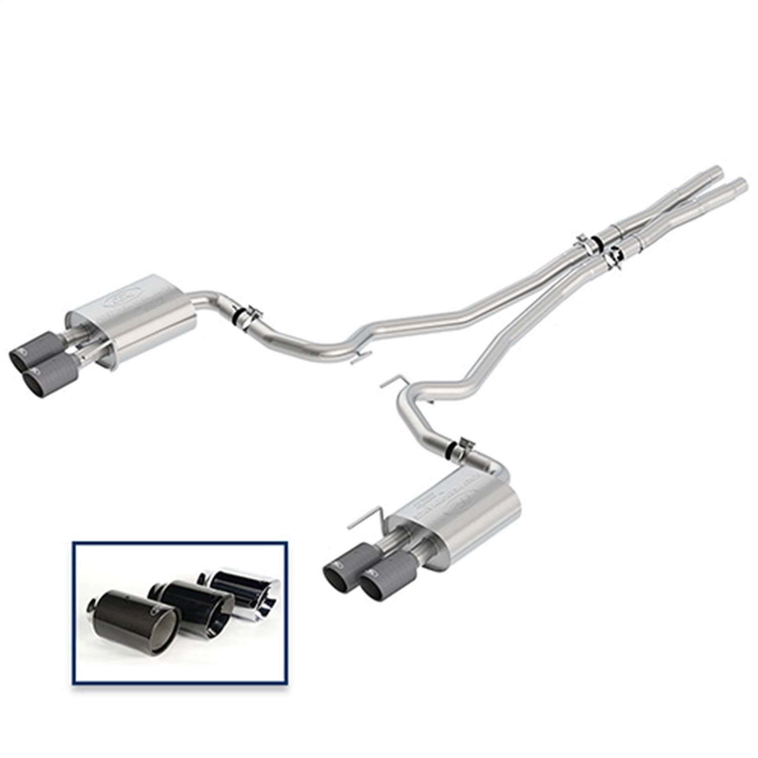 2018+ Ford Racing Mustang GT 5.0L Cat-Back Sport Exhaust System w/Quad Carbon Fiber Tips