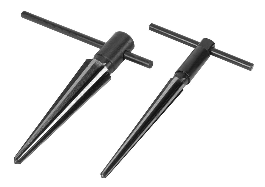 W2967 Performance Tool Tapered Reamer Set with T-Handle and Carbon Steel Construction to Align Holes or Remove Burrs from Pipe, Tubes, and More (2-Piece), Black