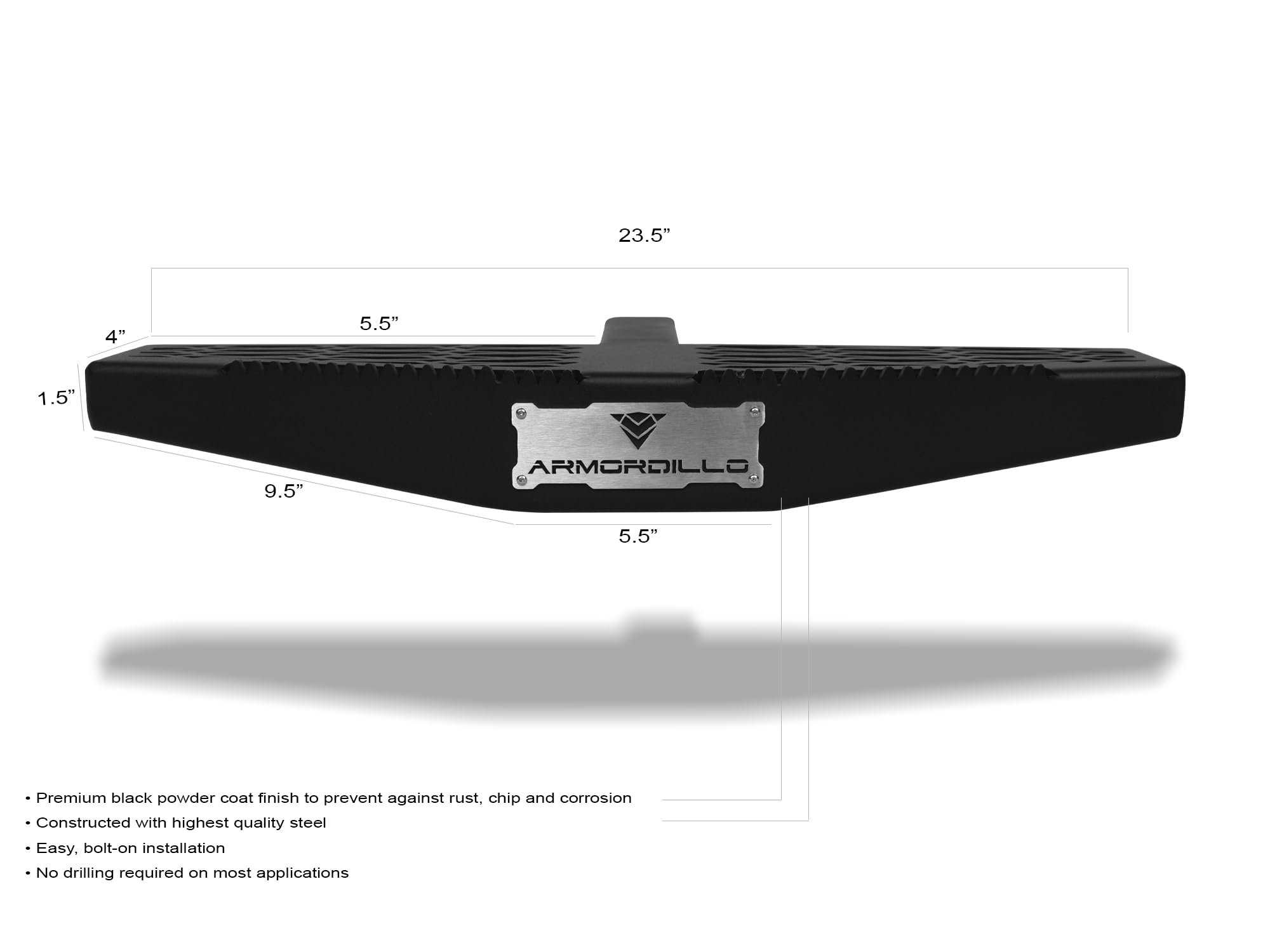 AR Mesh Armordillo Rear Hitch Step|Compatible for Class 3 Trailer Hitch 2" Receiver|Matte Black|Hitch Step Bar|Bumper Guard|Steel|Universal|8724194
