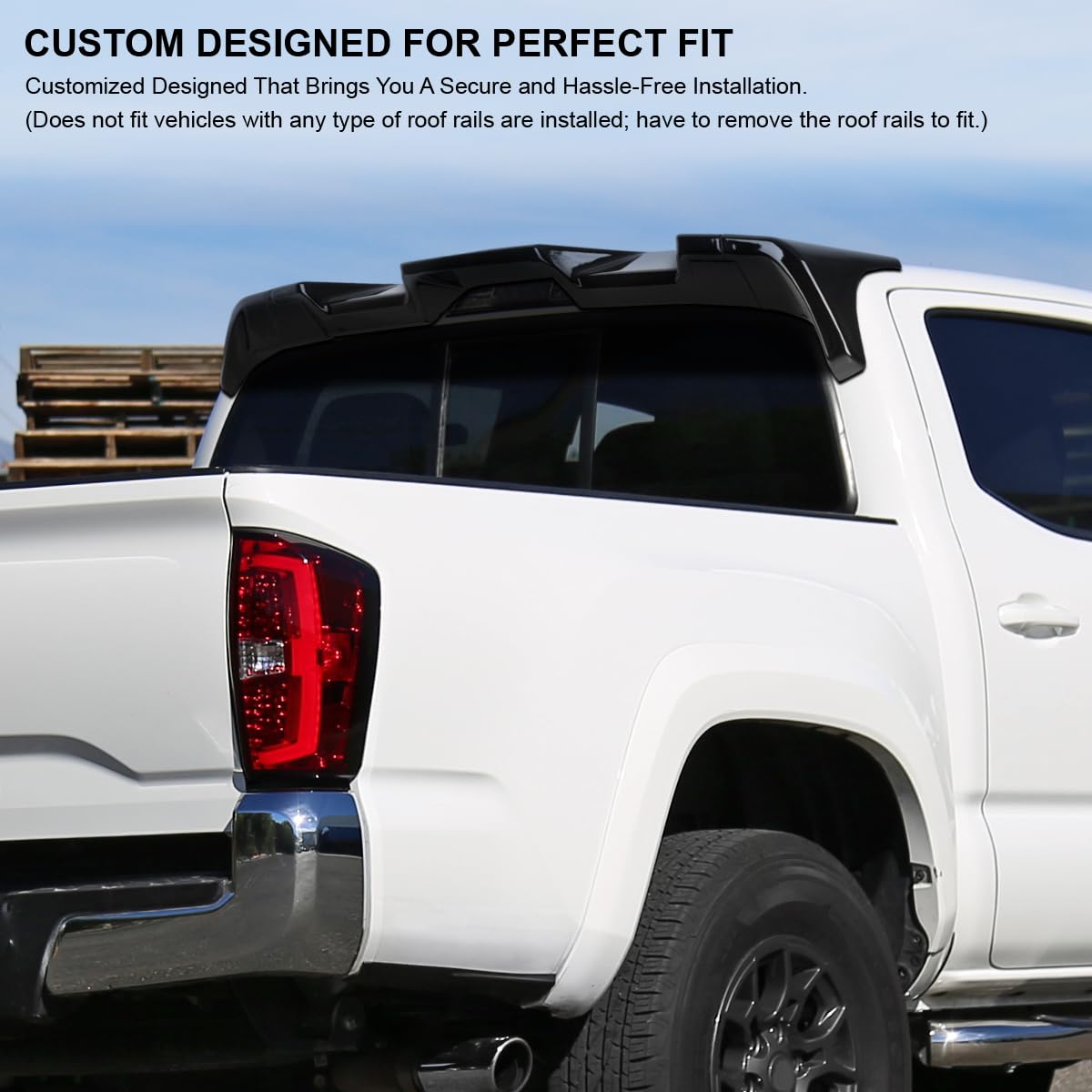 Glossy Black ABS Cab Roof Spoiler Spec-D Tuning for 2016-2022 Toyota Tacoma Models
