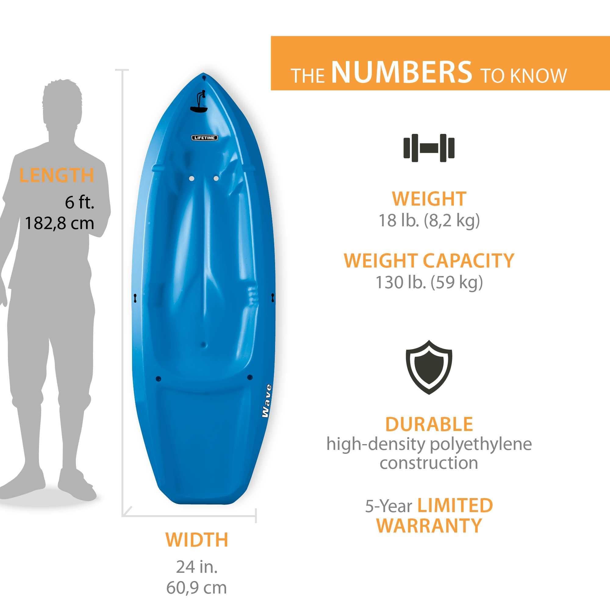 Youth Wave Kayak LIFETIME (Paddle Included), Blue, 6'